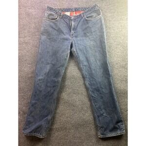 Carhartt Flannel Lined Jeans Womens 16x32 Blue Denim Plaid Insulated Straight